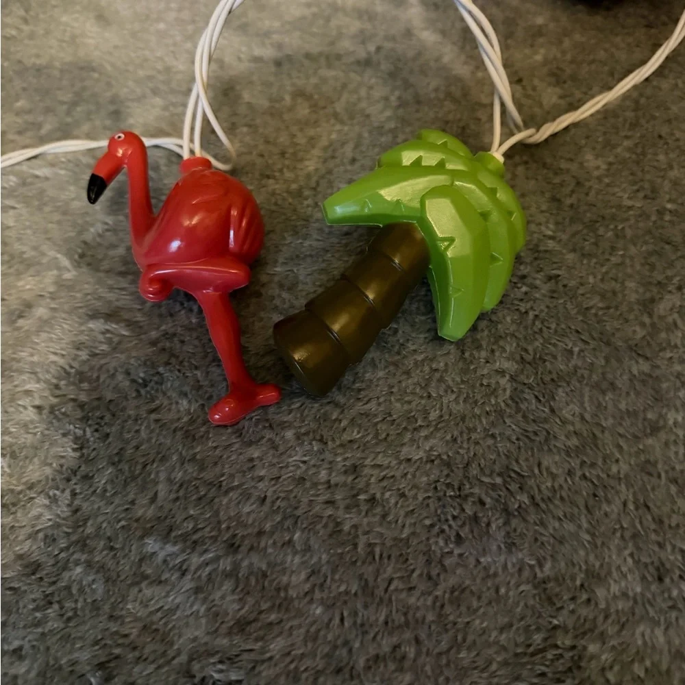 Blow Mold String Lights Flamingos Palm Trees Party Beach